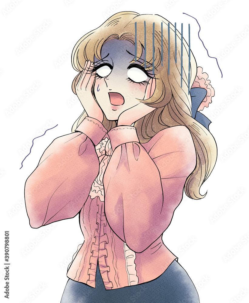 昭和レトロ少女漫画風 ショックで白目をむくお嬢さま Stock Illustration Adobe Stock 昭和レトロ少女漫画風 ショックで白目をむくお嬢さま Stock Illustration Adobe Stock
