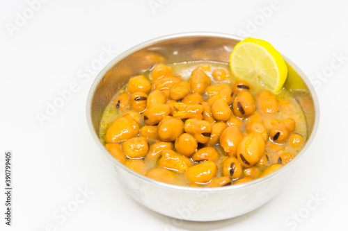 Egyptian Traditional Breakfast Dish of Beans isolated on white background