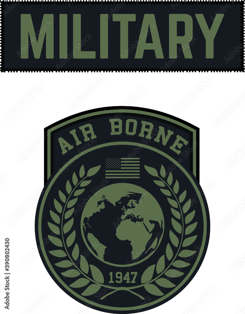 military badge, embroidery or print vector design