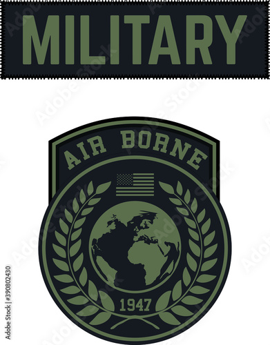 military badge, embroidery or print vector design