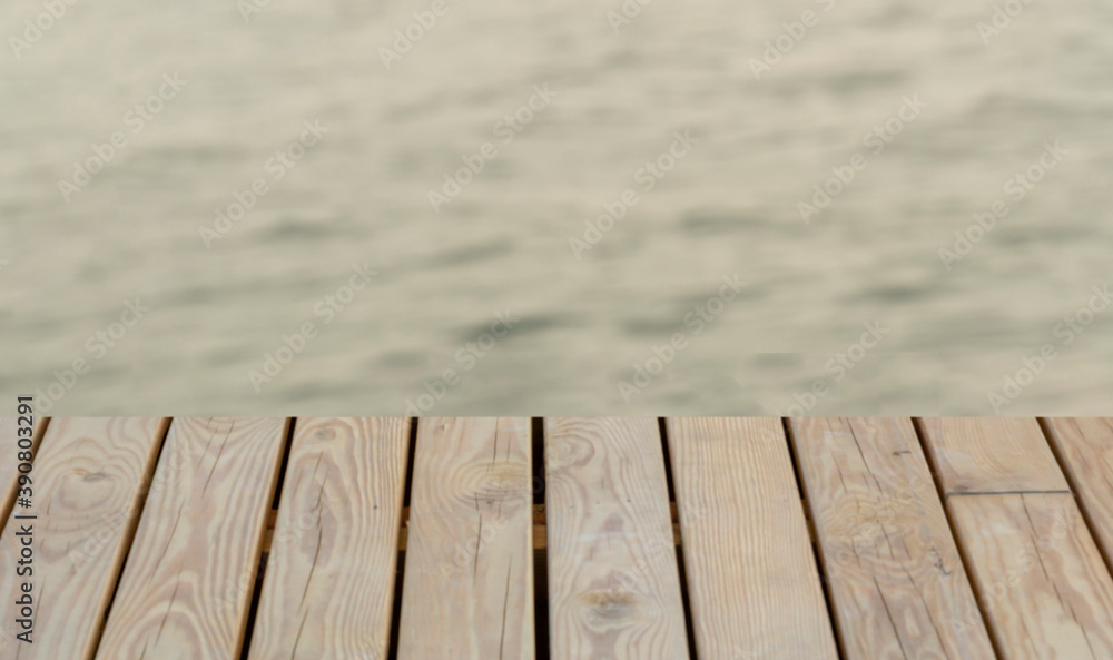 Fototapeta premium close up wooden floor on the sea