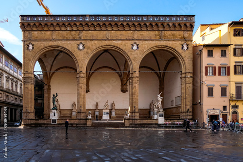 The Statues of Loggia dei Lanzi in Piazza della Signoria - Florence, Tuscany, Italy.