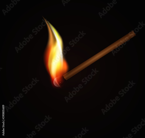 burning match firework light on dark background