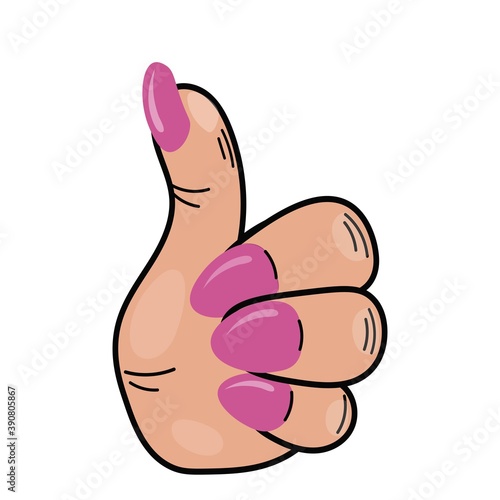Thumbs up gesture. OK! Vector isolated on wiht background.