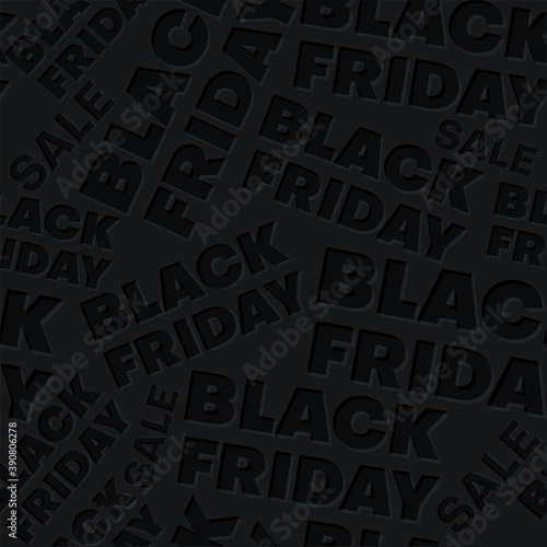 Black seamless pattern: black friday. Background for advertising banner or poster. Sale discounts.