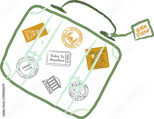 Traveling the world themed vector print design for kids