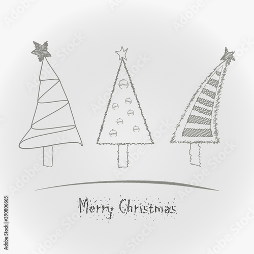 Abstract Christmas card. Merry Christmas. Card's been drawn by kid.Simple xmas card. photo