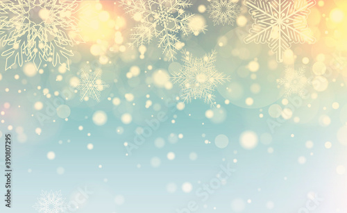 Christmas background with snowflakes, winter snow background. © Cobalt