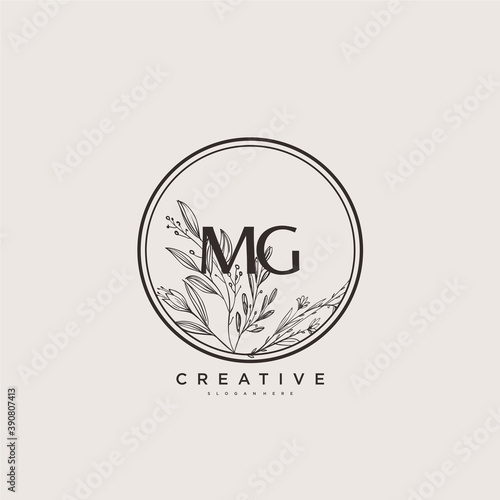 MG Beauty vector initial logo art, handwriting logo of initial signature, wedding, fashion, jewerly, boutique, floral and botanical with creative template for any company or business.