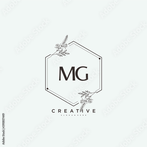 MG Beauty vector initial logo art, handwriting logo of initial signature, wedding, fashion, jewerly, boutique, floral and botanical with creative template for any company or business.