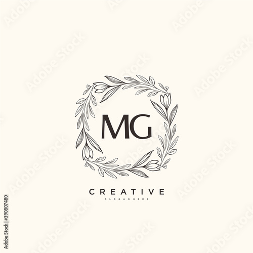 MG Beauty vector initial logo art, handwriting logo of initial signature, wedding, fashion, jewerly, boutique, floral and botanical with creative template for any company or business.