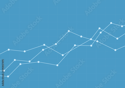 Illustration of a blue line growing graph component. Suitable as a background for a banner about stock trading and the economy. Space for your text, vector
