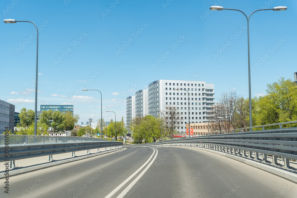 Warsaw, Poland - May 08, 2020: Traffic in Warsaw