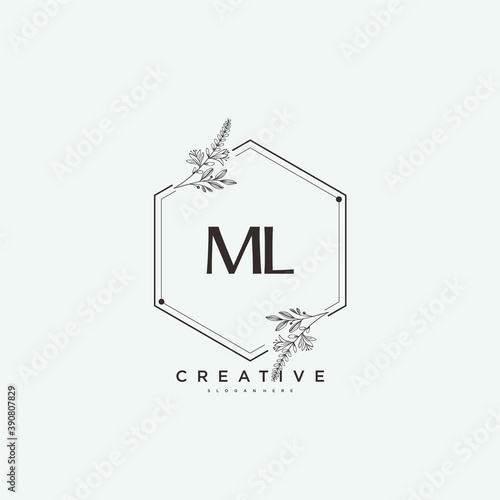 ML Beauty vector initial logo art, handwriting logo of initial signature, wedding, fashion, jewerly, boutique, floral and botanical with creative template for any company or business.
