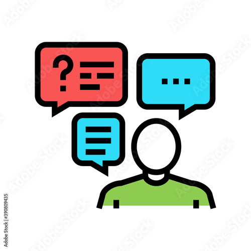 discussion questions and answers color icon vector. discussion questions and answers sign. isolated symbol illustration