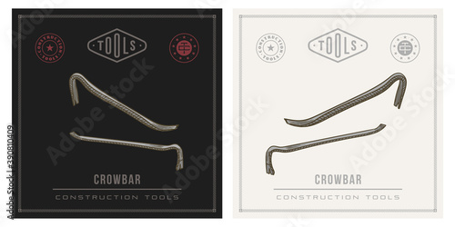 Crowbar vector tools retro illustration