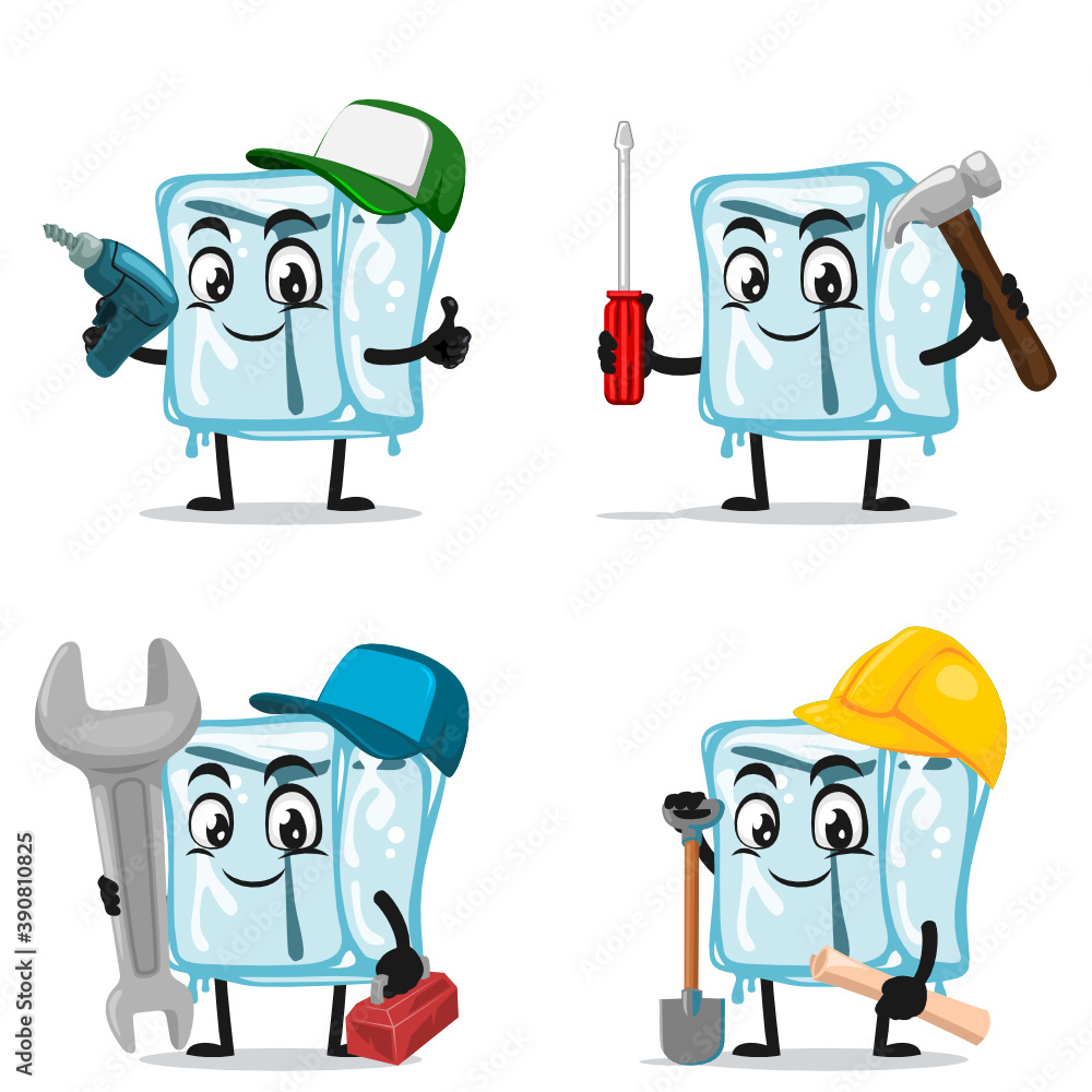 vector illustration of ice cube character of mascot vector illustration of ice cube character of mascot