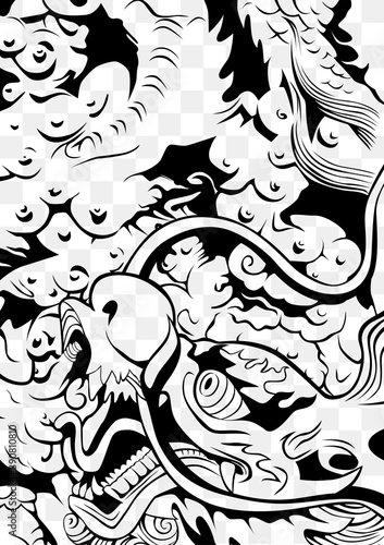 龍のモノクロイラスト