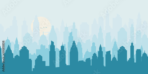 Silhouette of skyscraper building  city skyline  Vector illustration.