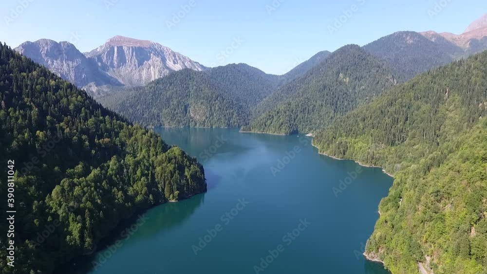 Mountain lake in Abkhazia. Lake Ritsa. Beautiful nature. Mountain lake in Abkhazia. Lake Ritsa. Beautiful nature.