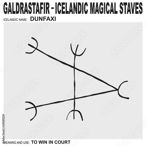 vector icon with ancient Icelandic magical staves Dunfaxi. Symbol means and is used for win in court
