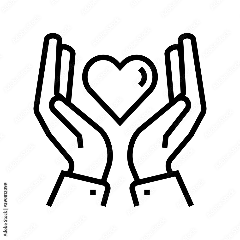 hands holding heart line icon vector. hands holding heart sign. isolated contour symbol black illustration hands holding heart line icon vector. hands holding heart sign. isolated contour symbol black illustration