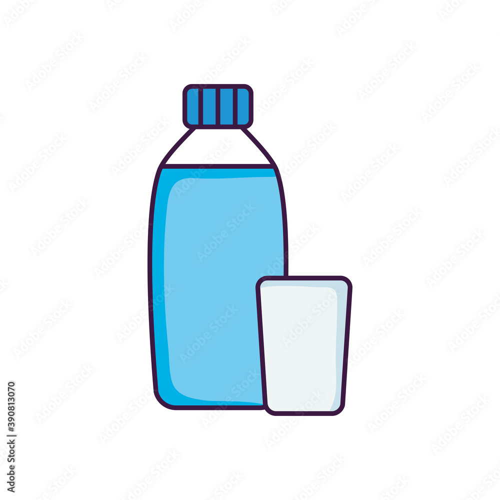 water bottle and glass icon, flat style water bottle and glass icon, flat style