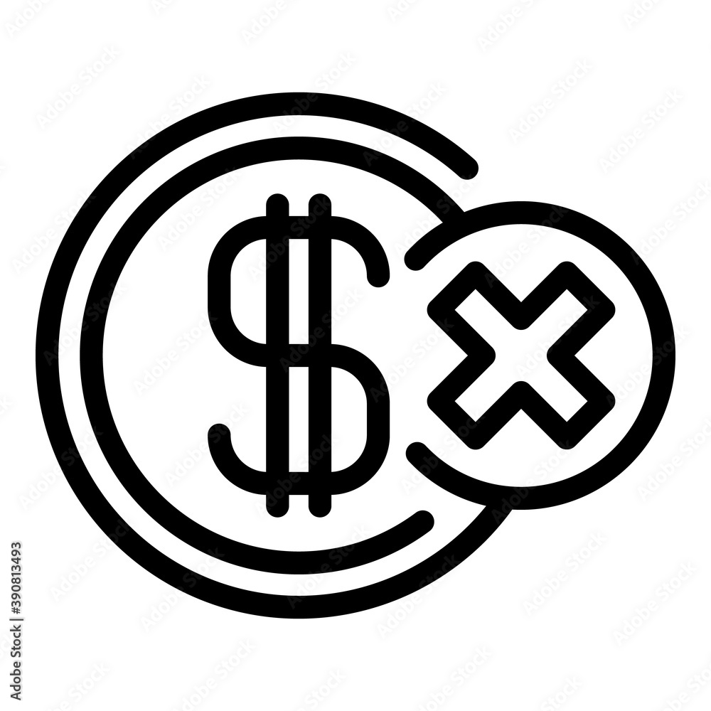 Obraz premium Close dollar icon. Outline close dollar vector icon for web design isolated on white background