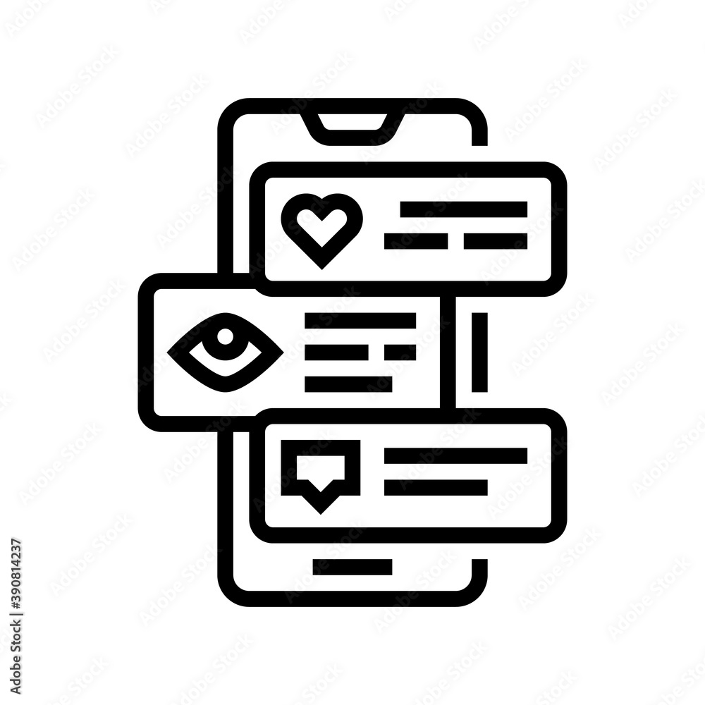 smm like view and comment phone screen line icon vector. smm like view and comment phone screen sign. isolated contour symbol black illustration smm like view and comment phone screen line icon vector. smm like view and comment phone screen sign. isolated contour symbol black illustration