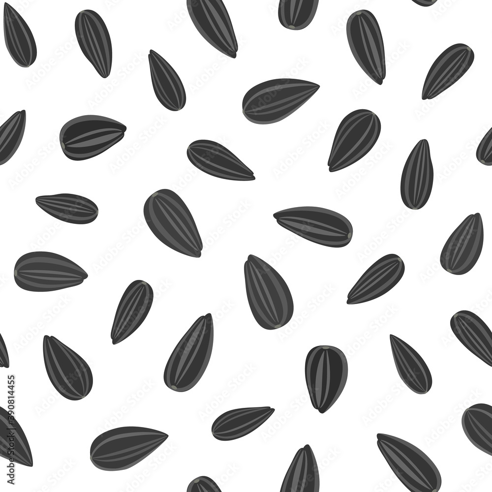 Seamless pattern with sunflower seeds. Vector illustration on white background. Seamless pattern with sunflower seeds. Vector illustration on white background.