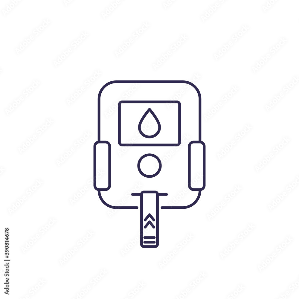 Glucose meter icon, line design