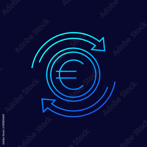 Euro exchange, thin line icon