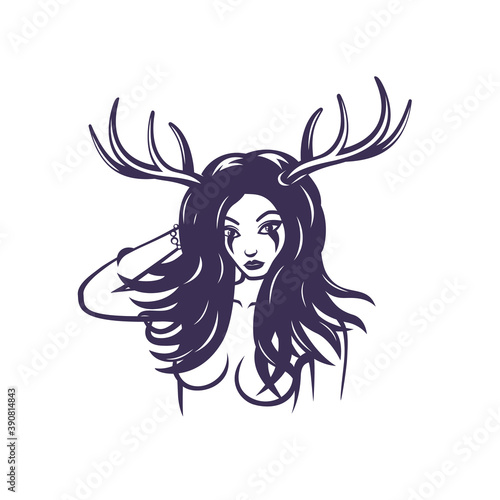 witch, girl with deer horns
