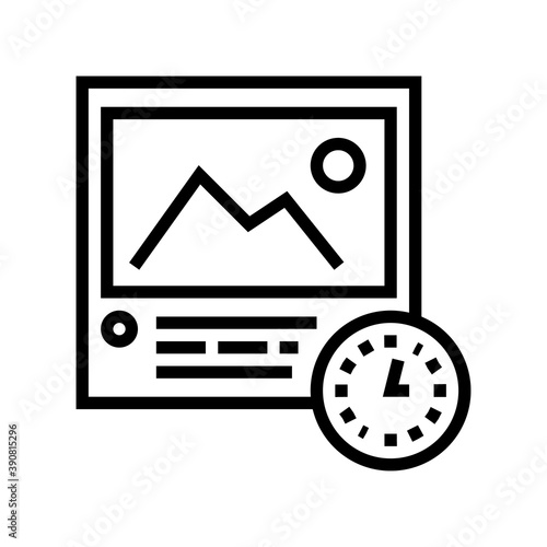 picture viewing time line icon vector. picture viewing time sign. isolated contour symbol black illustration