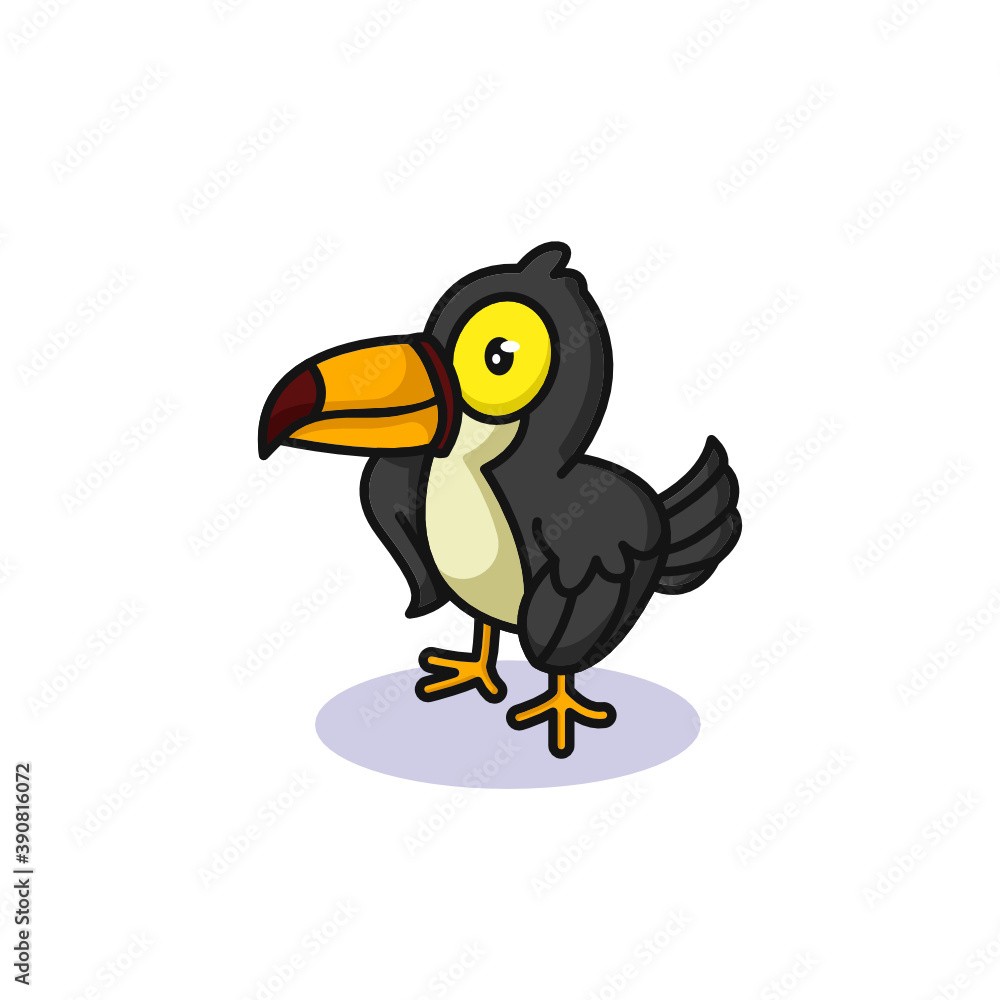 Fototapeta premium Cute toucan bird flying happily