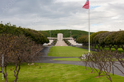 National Memorial Cemetery of the Pacific, Honolulu, Hawaii, cemetery for American war veterans set in a volcanic crater