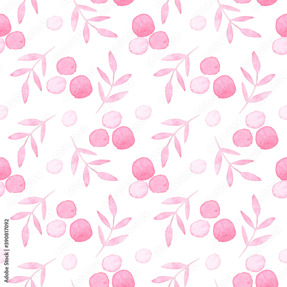 Seamless pattern with pink watercolor hand drawn leaves. Valentines Day illustration. Romantic love background. Seamless pattern with pink watercolor hand drawn leaves. Valentines Day illustration. Romantic love background.