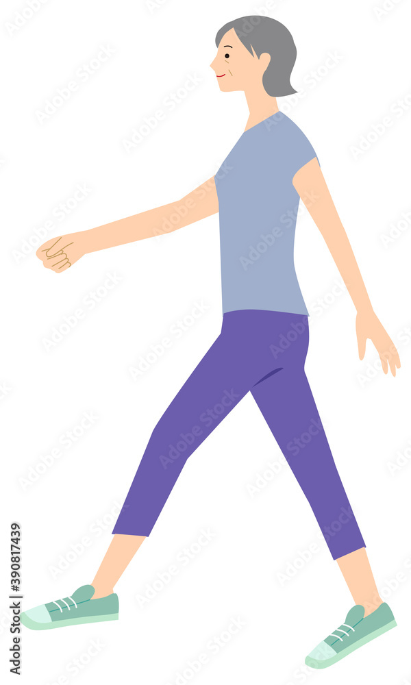 illustration of walking senior woman illustration of walking senior woman