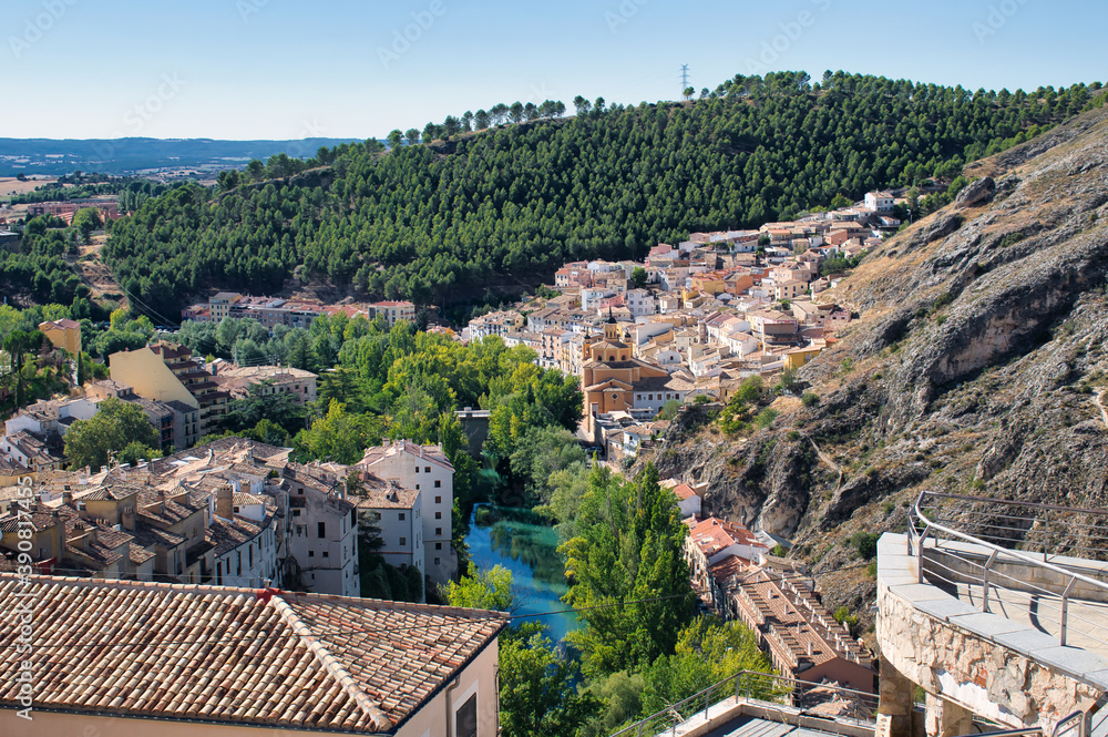 Jucar river as it passes through the city of Cuenca, Castilla la Mancha, Spain