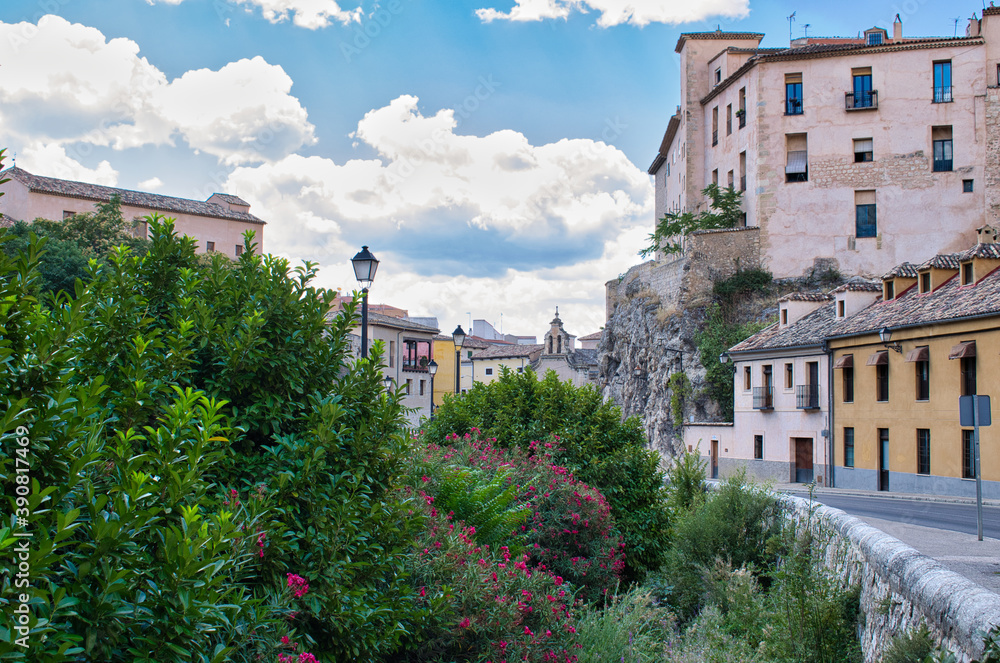 Huecar street in the lower part of the city of Cuenca, Spain