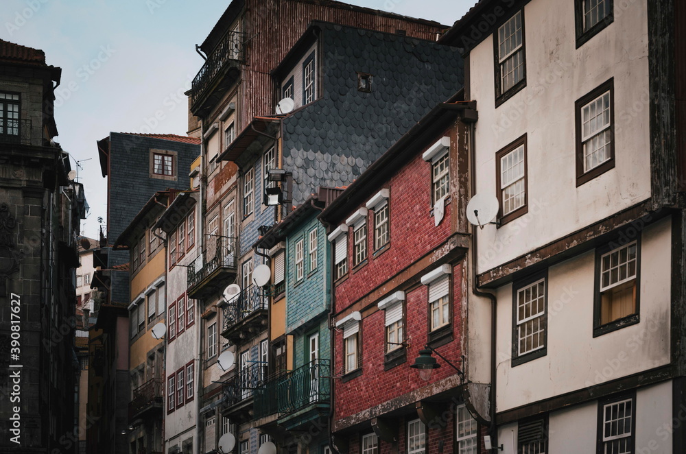 Detail of a typical portuguese house in the streets of Porto. Autumn 2019.