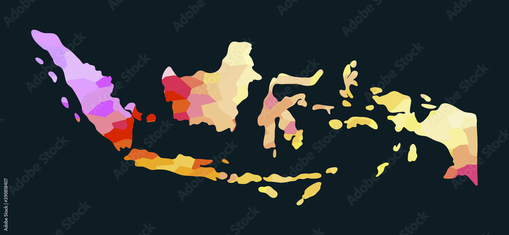 Indonesia colorful vector map silhouette