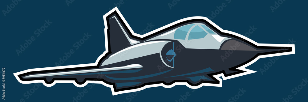 American cold war fighter plane vector illustration