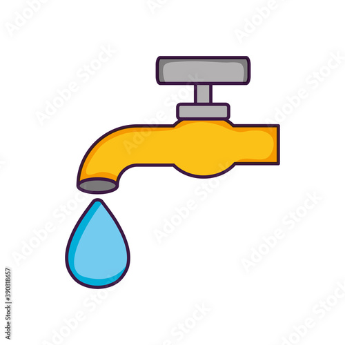 water faucet and drop icon, flat style