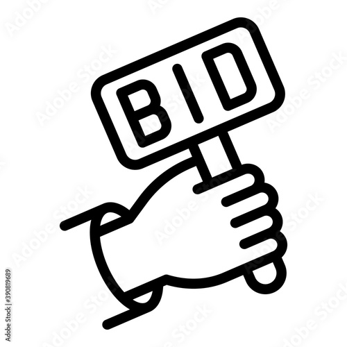 Bidder hand icon. Outline bidder hand vector icon for web design isolated on white background
