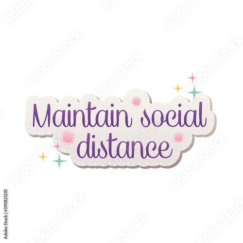 maintain social distance lettering covid19 pandemic stickers