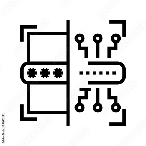 electronic password line icon vector. electronic password sign. isolated contour symbol black illustration