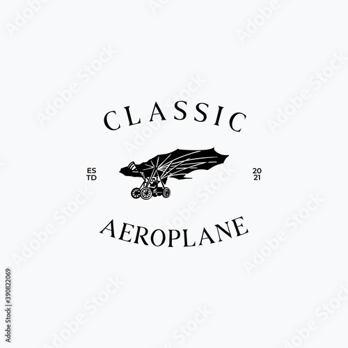 First imagery old airplane concept logo design template