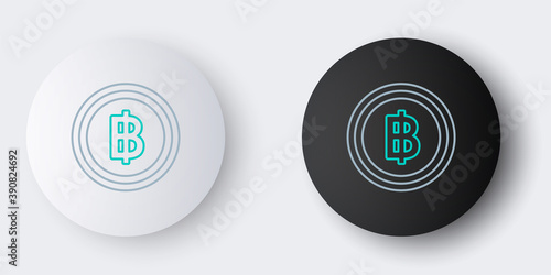Line Cryptocurrency coin Bitcoin icon isolated on grey background. Blockchain technology, bitcoin, digital money market, cryptocoin wallet. Colorful outline concept. Vector.