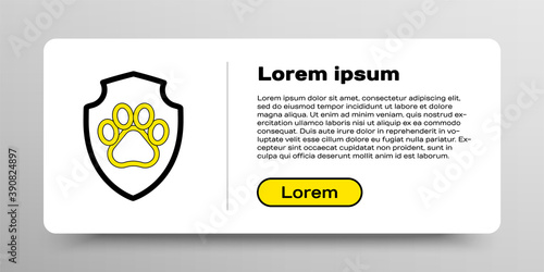 Line Animal health insurance icon isolated on white background. Pet protection icon. Dog or cat paw print. Colorful outline concept. Vector.